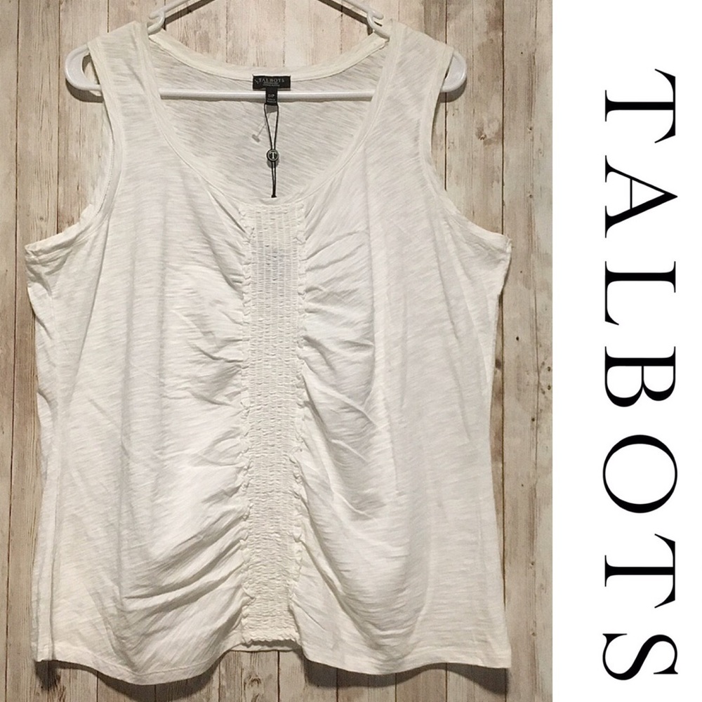 Talbots White Ruffled Tank Top